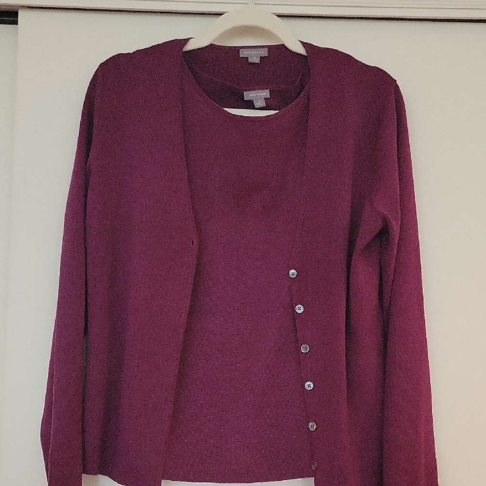 Ann Taylor Deep Purple Cardigan Set - M